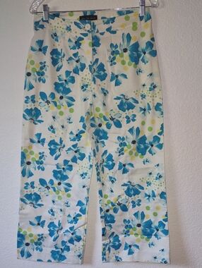 Women Floral Pants White Hot Trends Size S/P Polyester
